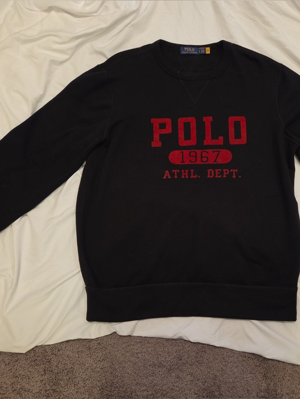 Polo by Ralph Lauren Black Crewneck with Red 'POLO 1967' Large
